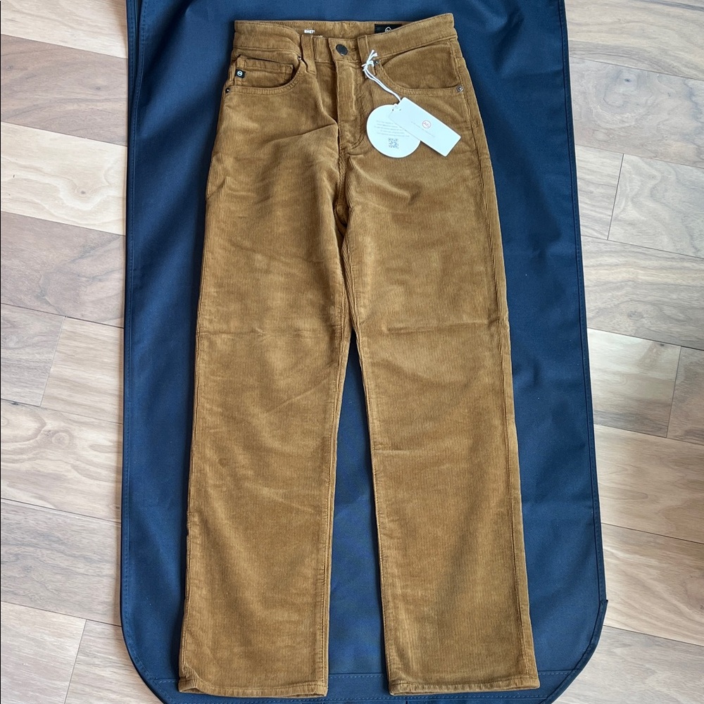 NWT AG High Waist Straight Leg Brown Corduroy Jeans Cropped Size 23R